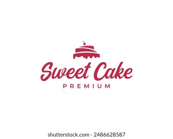 Ilustración vectorial con el logo de la torta. Plantilla con el logo de la torta dulce