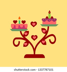 cake love heart vector icon