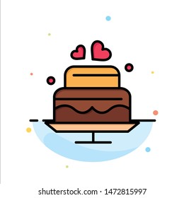 Cake, Love, Heart, Wedding Abstract Flat Color Icon Template