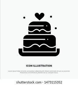 Cake, Love, Heart, Wedding solid Glyph Icon vector