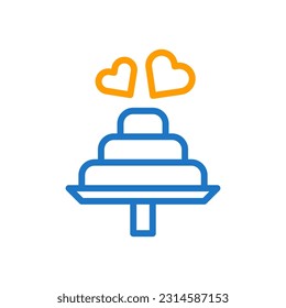 Cake love icon duocolor blue orange style valentine illustration vector element and symbol perfect.