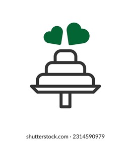Cake love icon duotone grey green style valentine illustration vector element and symbol perfect.