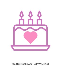 Cake love icon duotone purple pink style valentine illustration vector element and symbol perfect.