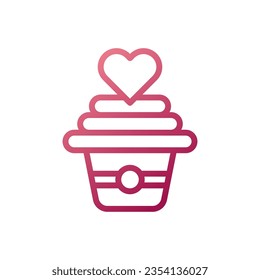 Icono de amor de torta gradiente estilo rojo blanco valentina ilustración elemento vector y símbolo perfecto.