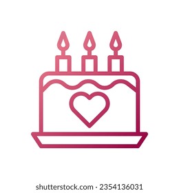 Cake love icon gradient white red style valentine illustration vector element and symbol perfect.