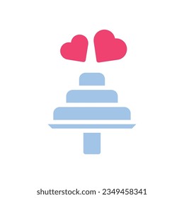 Cake love icon solid blue pink style valentine illustration vector element and symbol perfect.