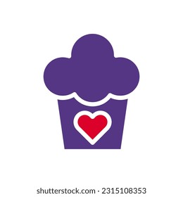 Cake love icon solid duocolor red purple style valentine illustration vector element and symbol perfect.