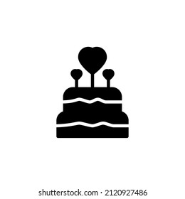 cake love icon solid style vector
