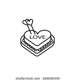 cake, love cake line icon. Elements of valentines day illustration icons. Signs, symbols can be used for web, logo, mobile app, UI, UX