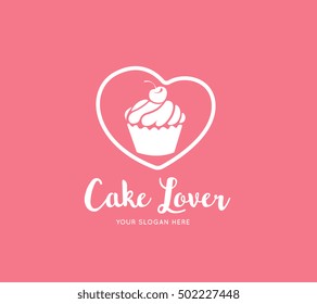 Cake Lover Love cake logo template