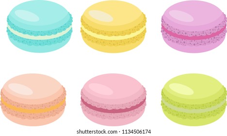 Cake macaron or macaroon Vector Illustration, colorful almond cookies, pastel colors