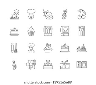 Cake maker line icons, signs, vector set, outline illustration concept 