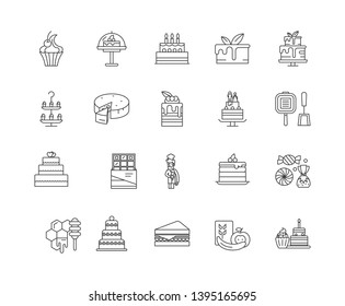 Cake making line icons, signs, vector set, outline illustration concept 