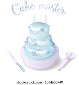 Cake Master, beautiful, big cake.Vector illustration