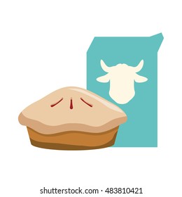 Cake and milk icon. Bakery food and shop theme. Isolated design. Vector illustration