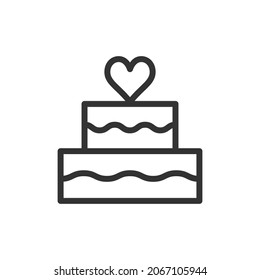 Cake minimal line icon. Web stroke symbol design. Cake sign isolated on a white background. Premium line icon.