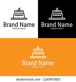 cake modern outline logo, flat bakery design and brand concept, vector illustration 