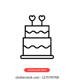 Cake modern vector style. Salute modern vector style. Valentine icon concept.  Love heart icon.