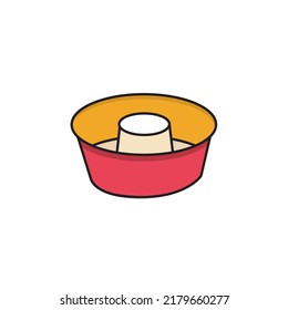 Kuchen Form Symbol gefüllt Umriss Stil Design. Kuchenform Ikone Vektorgrafik. einzeln auf weißem Hintergrund.