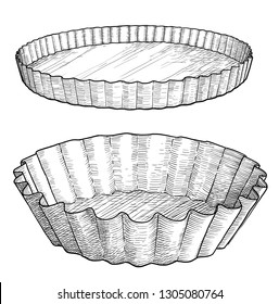 Cake mold illustration, drawing, engraving, ink, line art, vector