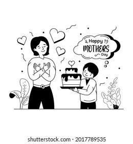 Cake for mom to show affection, glyph illustration 