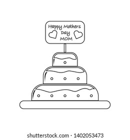 cake for mom's day icon. Element of Mother day for mobile concept and web apps icon. Outline, thin line icon for website design and development, app development