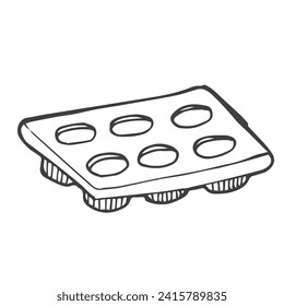 Cake, muffin and biscuit tin outline icon vector illustration. Line pan of circle shape to bake dough of cookie and cupcake in oven, confectionery