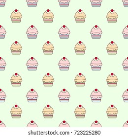 cake muffin cute seamless pattern