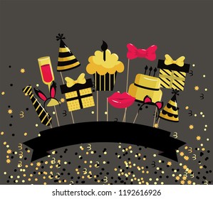 cake with muffin decoration to happy birthday