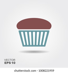 Cake Muffin Flat Icon On White Background