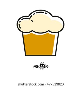 Cake. muffin line icon