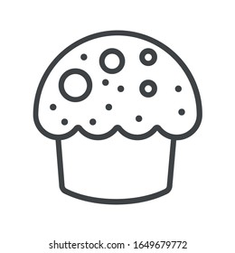Icono de la línea del silenciador del pastel sobre fondo blanco