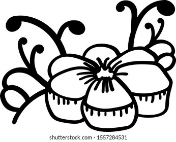 Cake Myosotis and chocolate. Coloring page adult and kids. Cake from the Confectionery, Cafeteria. Sweet pastries for Birthday, Christmas, New Year, Baby Shower. - Vector. Vector illustration