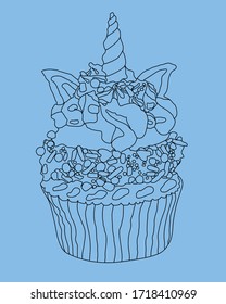El pastel de fondo azul