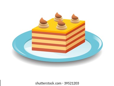 Cake on the blue plate