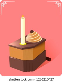 cake on a pink background