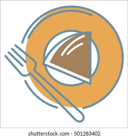 Cake on plate icon. Thin line vector cake on plate peefect for web and mobile applications, can be used as logo, pictogram, icon, infographic element. Vector Illustration.