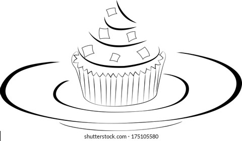 Cake on a plate illustration