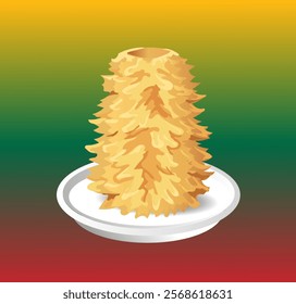 Cake on a plate. National dish of Lithuania. Vector art illustration