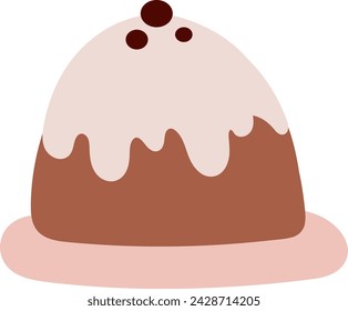 Cake On Plate Vector Illustration