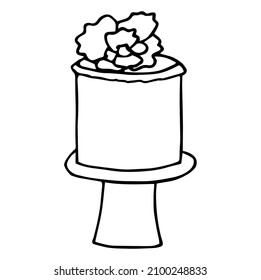 Kuchen Sie auf einer Platte. Doodle-Element. Einfache Vektorgrafik, einzeln auf weißem Hintergrund.