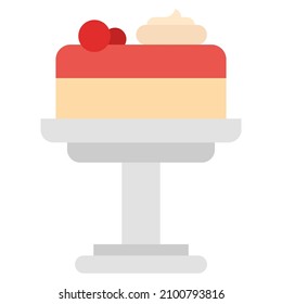 cake on a stand flat clipart vector illustration