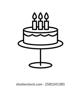Cake on stand icon Flat vector set outline