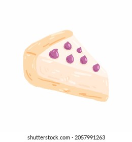 Cake on white background. Digital paint. Vector illustration.