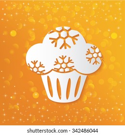 Cake on yellow background,vector