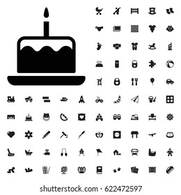 Cake with one candle icon illustration isolated vector sign symbol. baby icons vector set. on white background