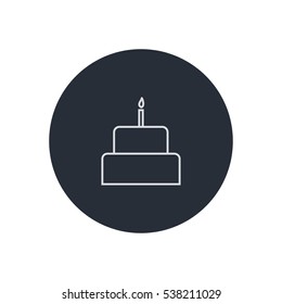 cake with one candle vector outline icon, can be used for weband mobile design