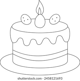 Cake one continuous line design. Restaurant food menu design concept. Decorative elements drawn