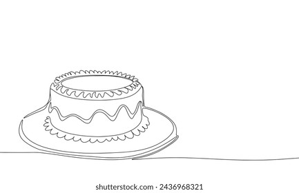 Eine Linie durchgehend kuchen. Line Art Kuchen isoliert auf transparentem Hintergrund. Handgezeichnete Vektorgrafik.