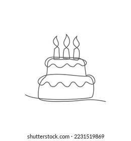 Cake One line drawing on white background